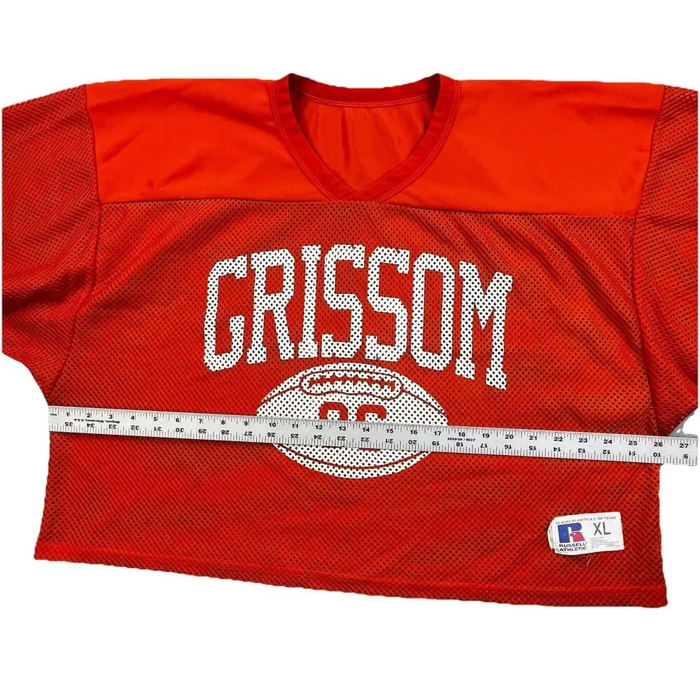 Vintage Russell Athletic Practice Football Jersey Men XL Orange Mesh Grissom 86